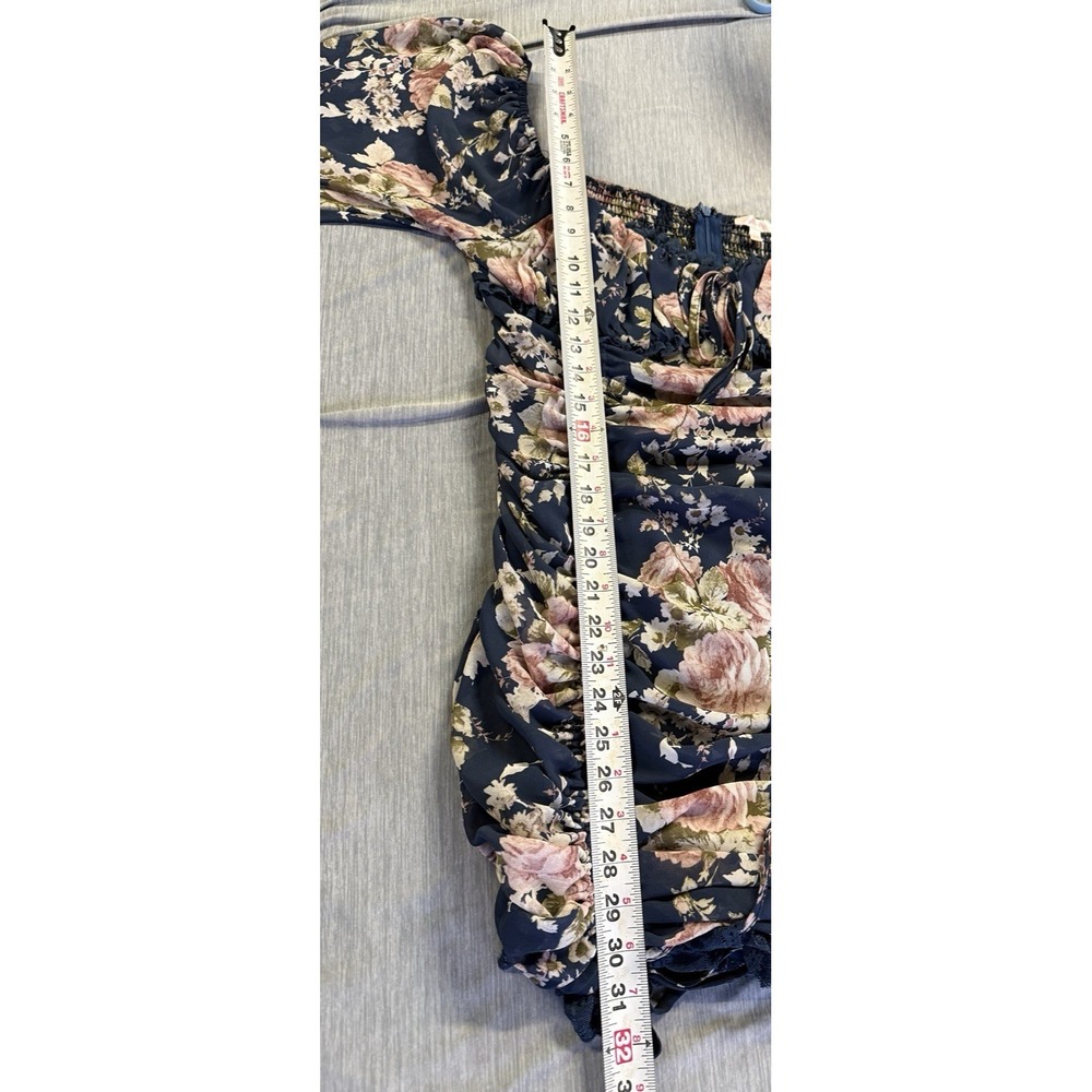Luxxel Milkmaid Floral Lace Mini Dress Size‎ L Cocktail Flirty Sheer Party Club - Picture 14 of 16